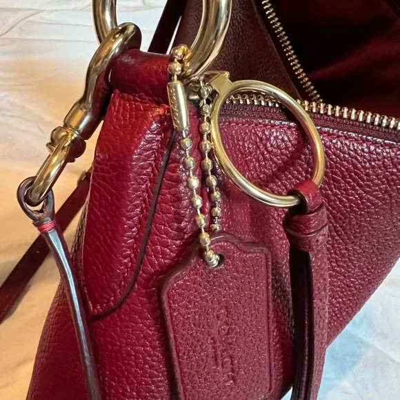 Gently used: Coach Pebble Leather Sutton Hobo, color Deep Red - Picture 15 of 15